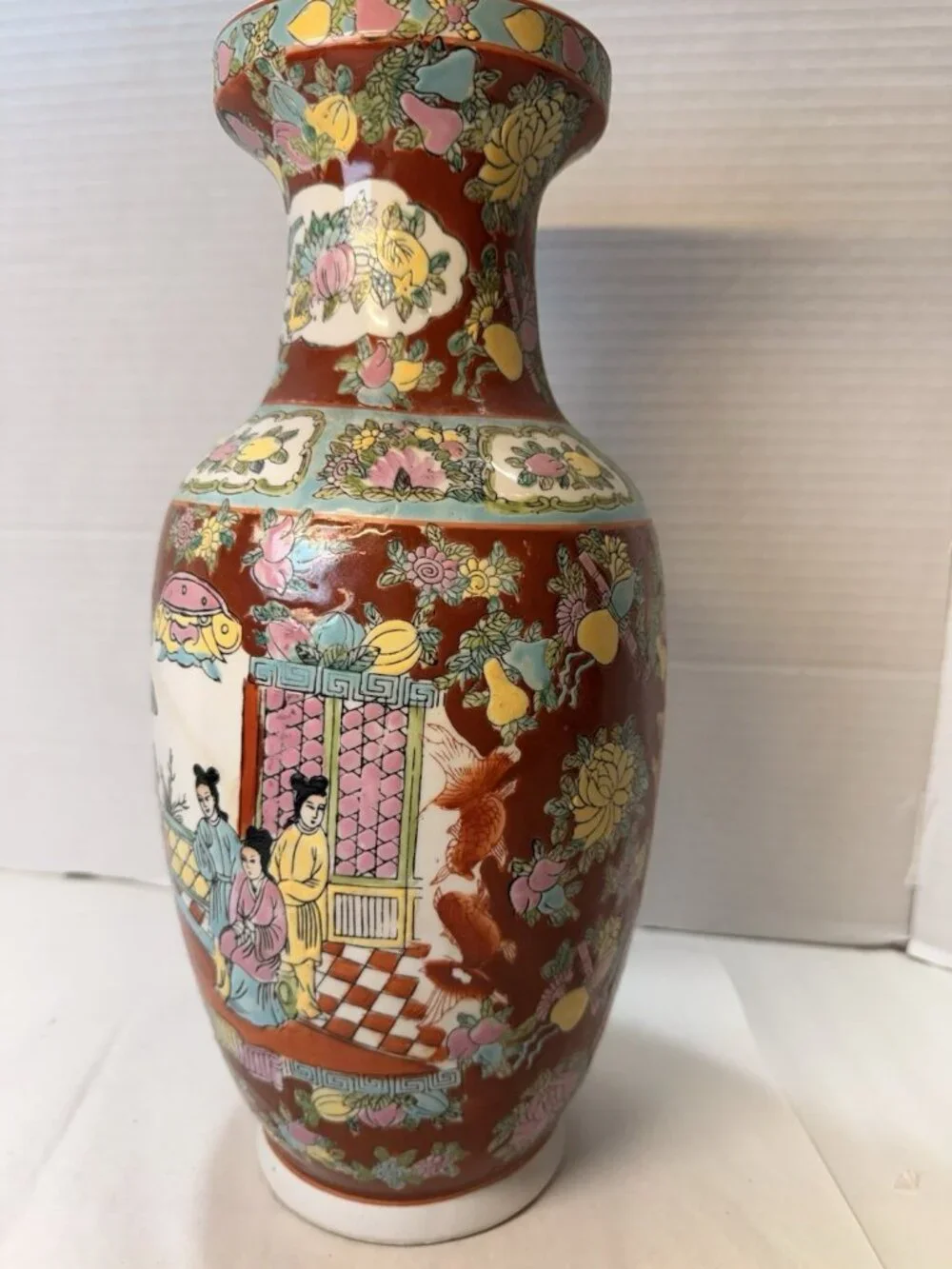 Vintage Chinese FamilleRose Style Decorative Porcelain Vase15”Hand Paintedfloral